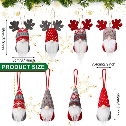 Skylety 48 Pieces Gnome Ornaments Plush Hanging Decorations Christmas Tree