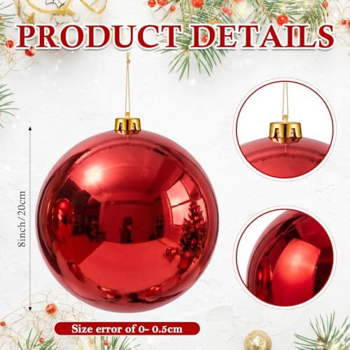 Threan 8 Inch Large Red Shiny Christmas Ball Ornaments for Christmas Tree