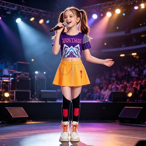 Pop Performer Costume Kids Girls Halloween Costumes with Accessories Set