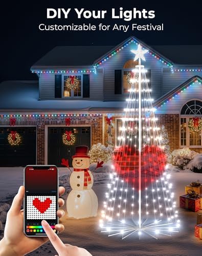Avatar Controls 9FT Smart LED Outdoor Christmas Tree, RGB Cone Tree Lights
