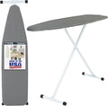Full Size Ironing Board with Cover & Pad – USA-Made with Enhanced Grip Feet for Extra Stability – Adjustable Steel T-Legs 35" High – Perforated Top – Durable Iron Board for Home, Laundry Room, Grey