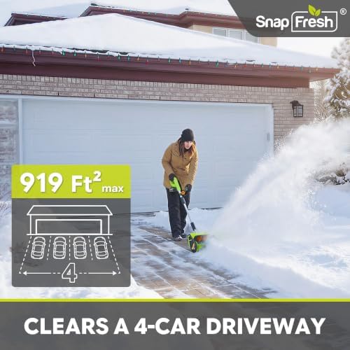 SnapFresh Snow Shovel Cordless, 12” 20V Electric Snow Thrower kit,with 2 * 4.0Ah Batteries and Fast Charger (Green)
