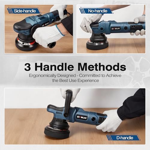 GEVEELIFE Buffer Polisher, 15mm Dual Action Random Orbital Polisher, 5 Inch/6 Inch Car Detailing Kit, 6 Variable Speed 2000-5200 RPM – Professional Car Buffer for Trucks and SUVs