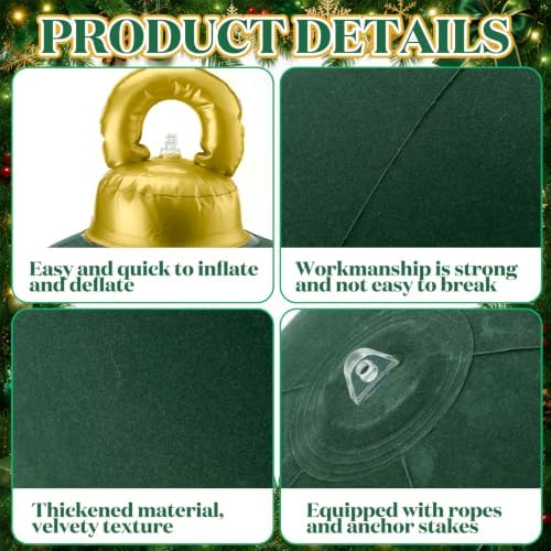 Jenaai 6 Pcs Dark Green Giant Velvet Christmas Inflatable Ball Ornament