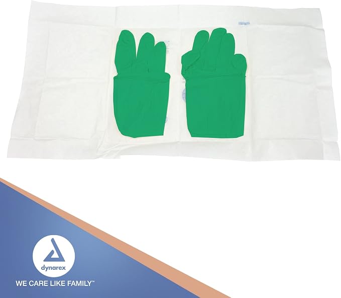 Dynarex Sterile Nitrile Surgical Gloves, Powder Free, Size 9, 50 Pairs of Gloves, White, 9.0