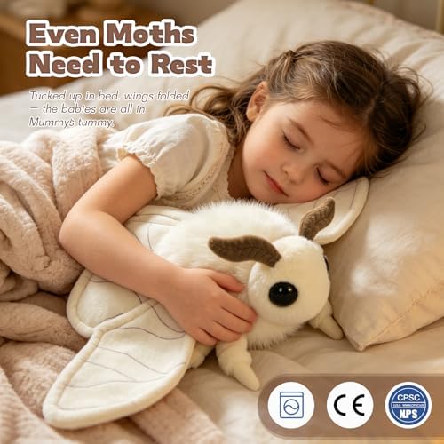 MorisMos Plush Moth Stuffed Animal with 3 Moth Babies