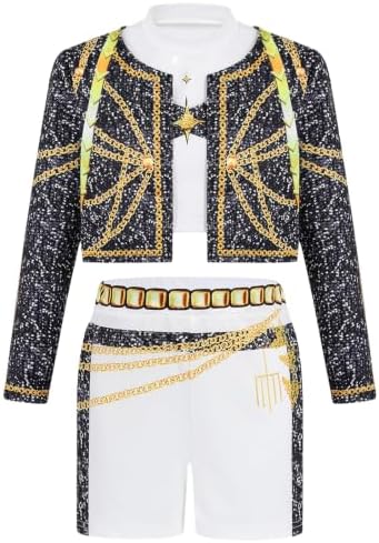 Golden Pop Performer Costume Kids Girls Halloween Costumes Cosplay Outfit