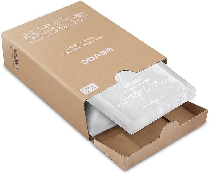 Wevac 8” x 12” 200 Count Food Vacuum Sealer Bags Keeper, PreCut Quart, Ideal for Food Saver, BPA Free, Commercial Grade, Great for storage, meal prep and Sous Vide