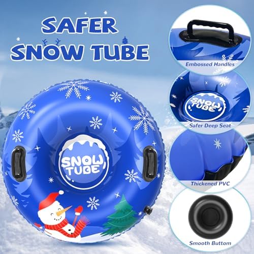 Inflatable Snow Tube, 36‘’ 3P/4P Snowman Snow Tubes for Kids Adults