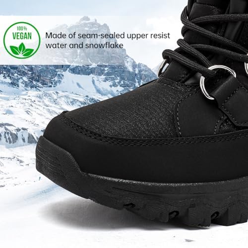 HOBIBEAR Womens Winter Boots Warm Faux Fur Lined Snow Boots Cold Weather Outdoor Shoes Water Resistant