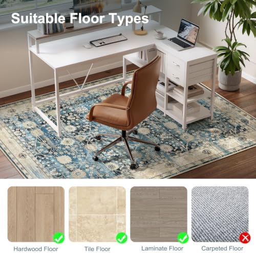 Anidaroel Home Office Chair Mat for Hardwood Floor, 48"x60" Office Chair Rug Protector for Rolling Chair, Computer Gaming Chair Mat, Low Pile Carpet Floor Chair Mat