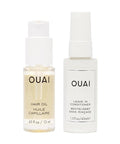 OUAI Leave In Conditioner Travel Size & Hair Oil Travel Size - Detangling Spray & Heat Protectant + Tamarind Seed, Ama Oil, Vitamin E & Galanga Root - Frizz Control, Shine, 1.5 oz + 0.45 oz, 2 Count