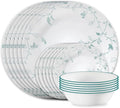 Corelle Vitrelle 18-Piece Service for 6 Dinnerware Set, Triple Layer Glass and Chip Resistant, Lightweight Round Plates and Bowls Set, Chambord