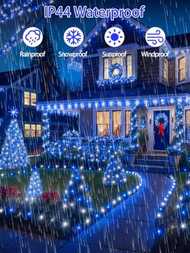2 Pack 200 LED Christmas Lights 13 Modes Extendable Christmas Tree Lights