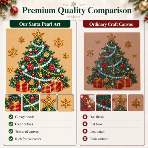 Diamond and Pearl Art Kits for Adults, Christmas Decorations, Framed Decor