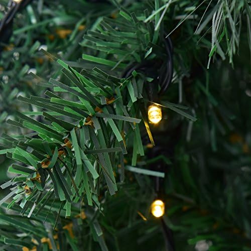 HAPPYGRILL 8FT Pre-lit Christmas Tree Artificial Hinged Xmas Tree for Home Holiday Décor, Metal Stand PVC Material 430 LED Lights, 1438 Branches Easy Setup & Storage