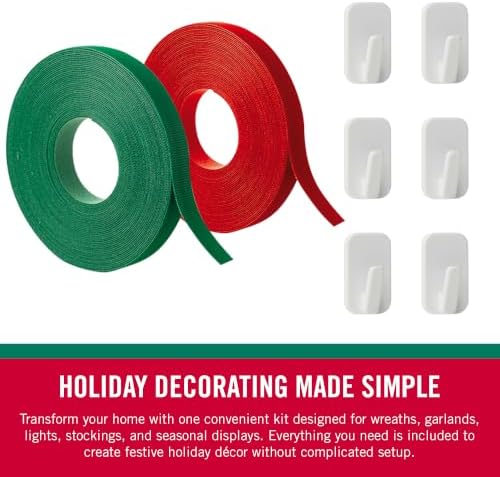 VELCRO Brand Holiday Decorating Kit, Garland Ties & Adhesive Hooks