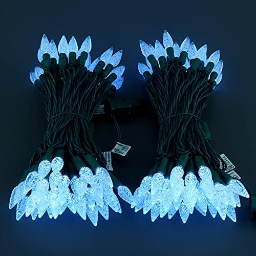 YULETIME 140 Cool White C6 Christmas Lights, 2-Set 36 ft 70ct One-Piece LED