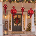 4 Pcs Large Christmas Finial Porch Ornaments 10.3 Inch Red Finial Decor