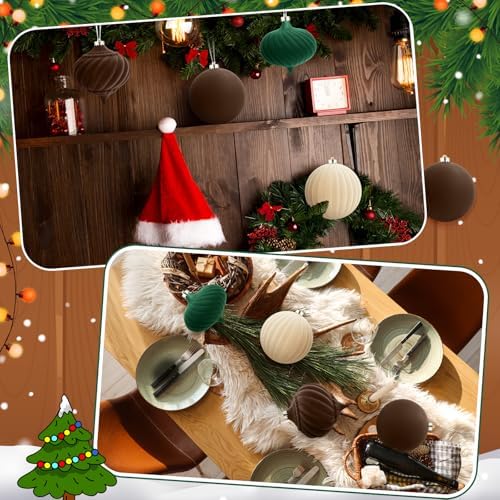 Civaner 4 Pcs Large Velvet Christmas Ball, 6 Inch, Mixed Color