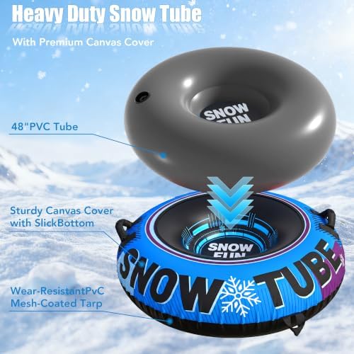 48'' Inflatable Snow Tube with Premium Canvas Cover