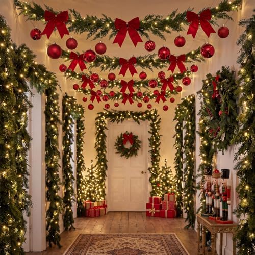 Flutesan 161 Pcs Christmas Hallway Ceiling Decor Kit, LED Lights Garland