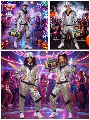 SOMSOC 80s 90s Hip-Hop Tracksuit Costume Set for Men Halloween Party