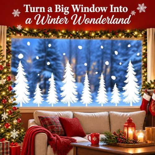8 Sheets Christmas Window Clings Tree Decor, Christmas Decorations Stickers