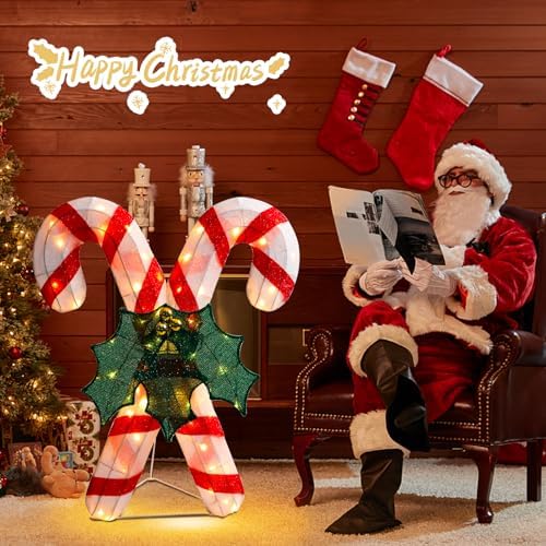 4 FT Lighted Christmas Candy Cane, Pre‑Lit Outdoor Yard Decor