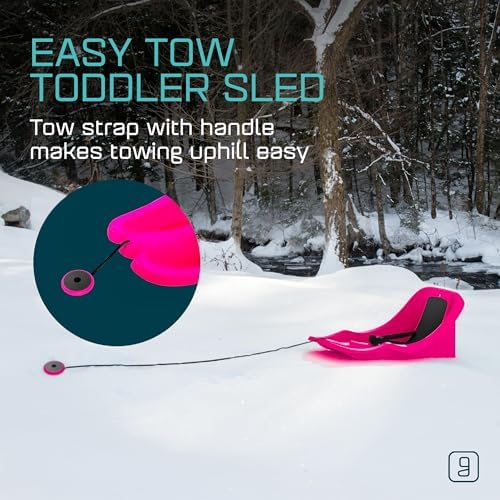 Gizmo Riders Baby Rider, Toddler Sled - 3-Point Harness, Anti-Slip Seat, Retractable Tow Strap, Durable Plastic, Ideal for 6 Months to 3 Years, Supports Up to 55 lbs, Winter Fun for Little Ones
