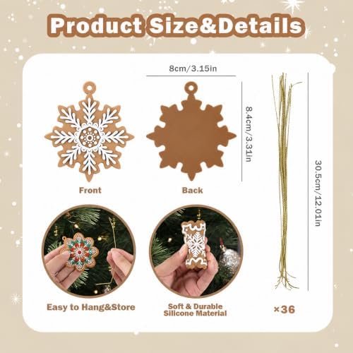 kockuu Christmas Gingerbread Snowflake Ornaments for Tree