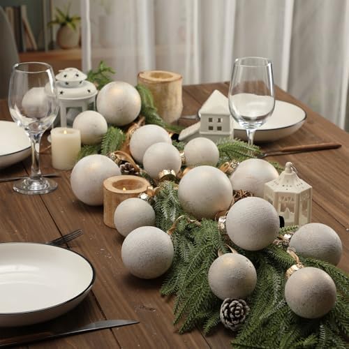 Yunlly 18 Pcs Neutral Christmas Ball Ornaments Ivory Xmas Tree Decor