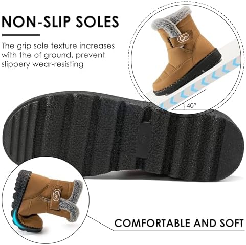 Ablanczoom Womens Winter Snow Boots with Warm Fur Lining Comfortable Booties Non Slip Waterproof Outdoor Shoes