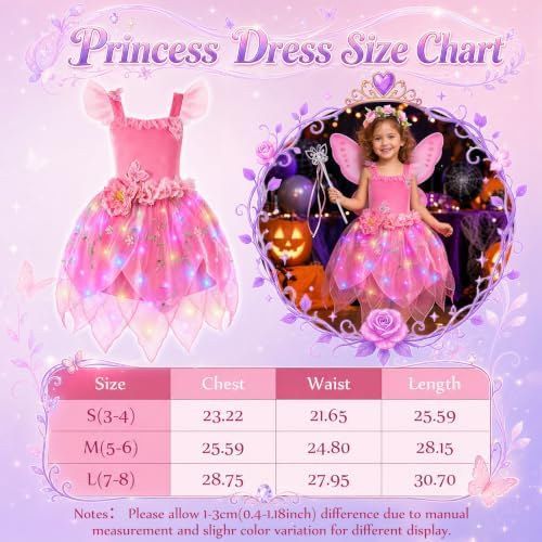 HUITEM Light up Fairy Costume for Girls Role Play Dress Up