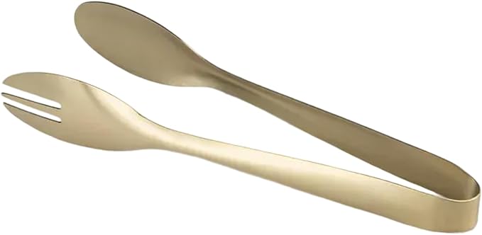 Stainless Steel Serving Tongs, Elegant Table Tongs for Dining (Matte Champagne Gold)