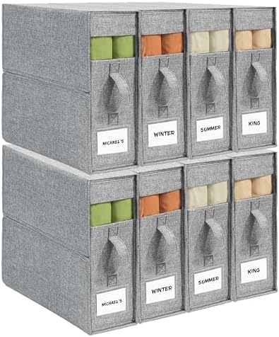 Sheet Organizers and Storage for Linen Closet, 8Pack Grey