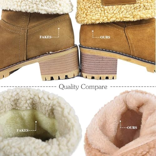 VIMISAOI Mid calf Winter Boots for Women Warm Ankle Snow Chunky Heel Boots