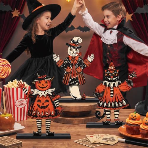 3 Pcs Halloween Decorations Indoor, Wooden Vintage Halloween Kitchen Decor