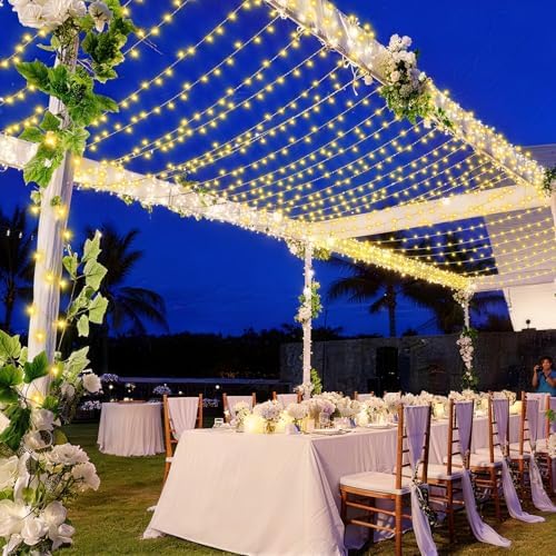Hezbjiti 2Pack 1000 LED 403FT Christmas Lights Outdoor String Lights 8 Modes with Timer Memory Waterproof Fairy Lights Plug in for Classroom Bedroom Wedding Party Holiday Xmas Decorations(Warm White)