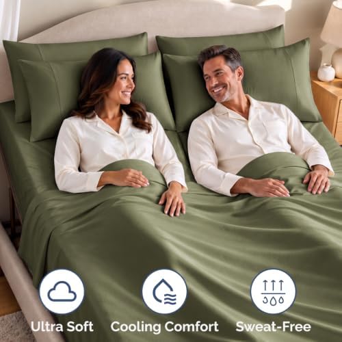 Flex Top Split Head King 4 Piece Sheet Set - Soft & Breathable - Sage Green