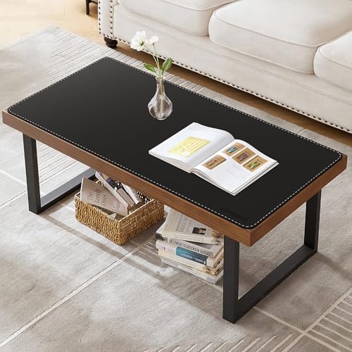 CENNBIE Leather Desk Mat Protector, 35.5" x 16" Office Desk Pad (Black)