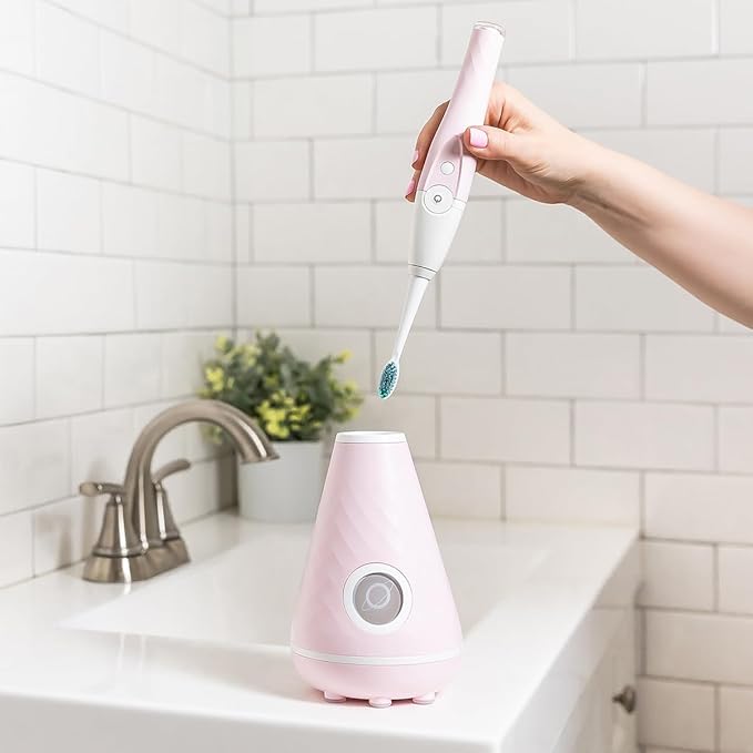 Tao Clean UV Sanitizing Sonic Toothbrush and Cleaning Station, Electric Toothbrush, Dual Speed Setting, Pink Blush