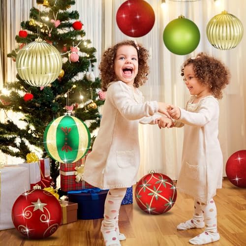 Poen 12 Pcs 6 Inch Christmas Ball Ornaments Shatterproof,Vivid Style