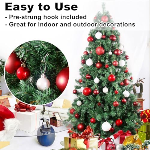 Red & White 1.6" Small Christmas Balls Christmas Tree Decoration Ornaments Shatterproof Hanging Balls for Birthday Halloween Holiday Wedding Decorations Set of 18pcs
