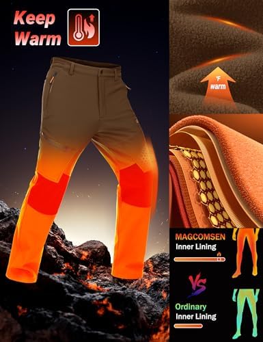 MAGCOMSEN Men's Snow Ski Winter Pants Waterproof Hiking Fleece Lined Pants