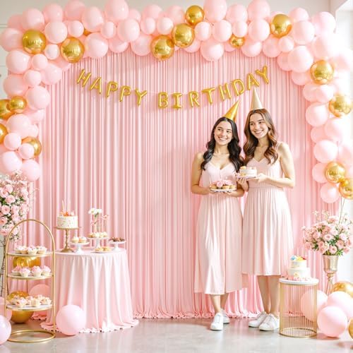 Blush Pink Backdrop Curtain for Parties Baby Shower Wrinkle Free Pink Photo Curtains Backdrop Drapes Fabric Decoration for Wedding Birthday Party 5ft x 7ft,2 Panels