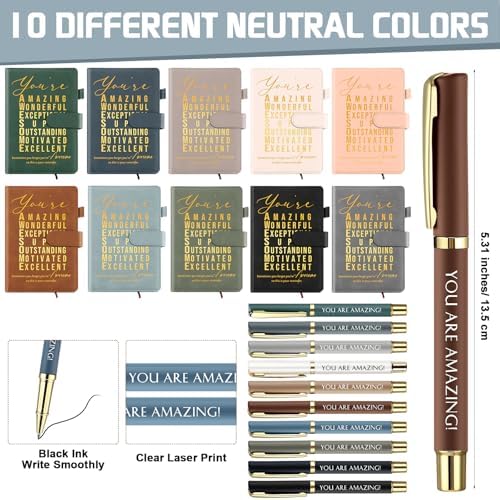 Kosiz 20 Pcs Employee Appreciation Gift Bulk Notebook Pen, Morandi, Amazing