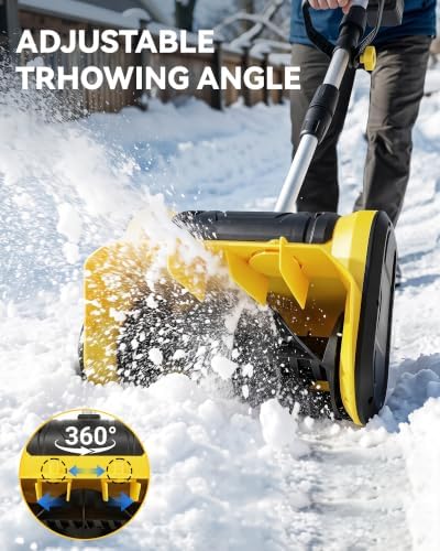 Cordless Snow Shovel Electric 12 inch, 2×4 Ah Brushless Snow Blower Removal
