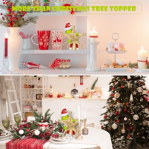10 inch Resin Christmas Tree Topper，Hand-Painted Xmas Decoration