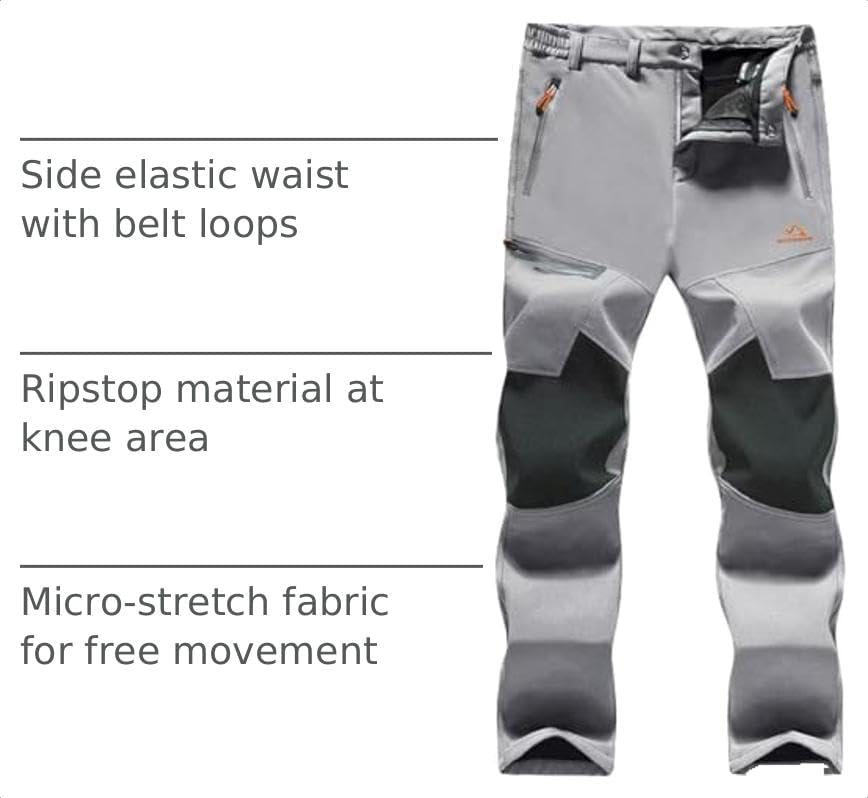 MAGCOMSEN Men's Snow Ski Winter Pants Waterproof Hiking Fleece Lined Pants